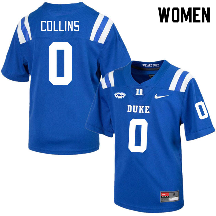Women #0 Marquise Collins Duke Blue Devils College Football Jerseys Stitched-Royal - Click Image to Close